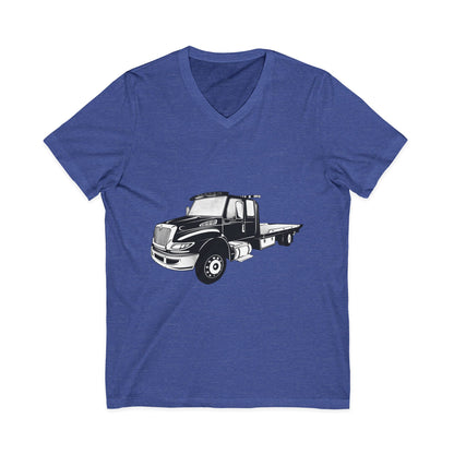 Flatbed Tow Truck Unisex Short Sleeve V-Neck Tee