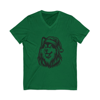 Santa Paws Malamute Unisex Short Sleeve V-Neck Tee