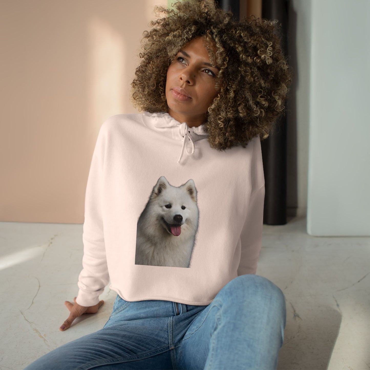 Samoyed Head Women's Crop Hoodie
