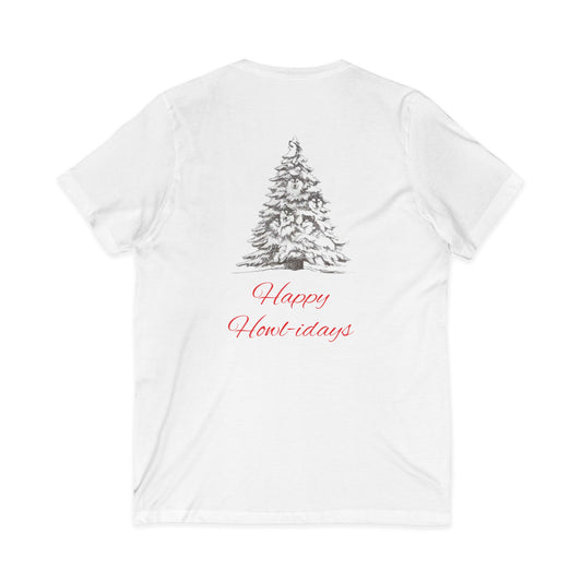 Happy Howl-idays Unisex Short Sleeve V-Neck Tee