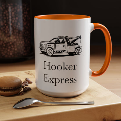 H**ker Express Wheel Lift Tow Truck 2-Tone Coffee Mug