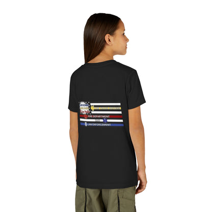 Slow Down Move Over Flag Youth Unisex Short Sleeve Crewneck Tee