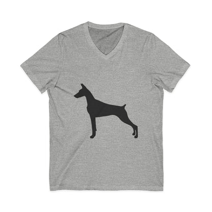 Doberman Silhouette Unisex Short Sleeve V-Neck Tee