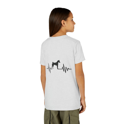 My Heart Beats For Basenjis Youth Unisex Short Sleeve Crewneck Tee