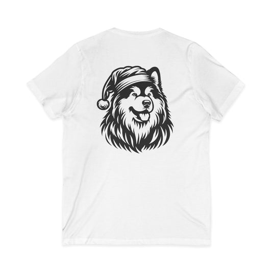 Santa Paws Malamute Unisex Short Sleeve V-Neck Tee