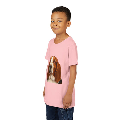 Basset Head Youth Unisex Short Sleeve Crewneck Tee