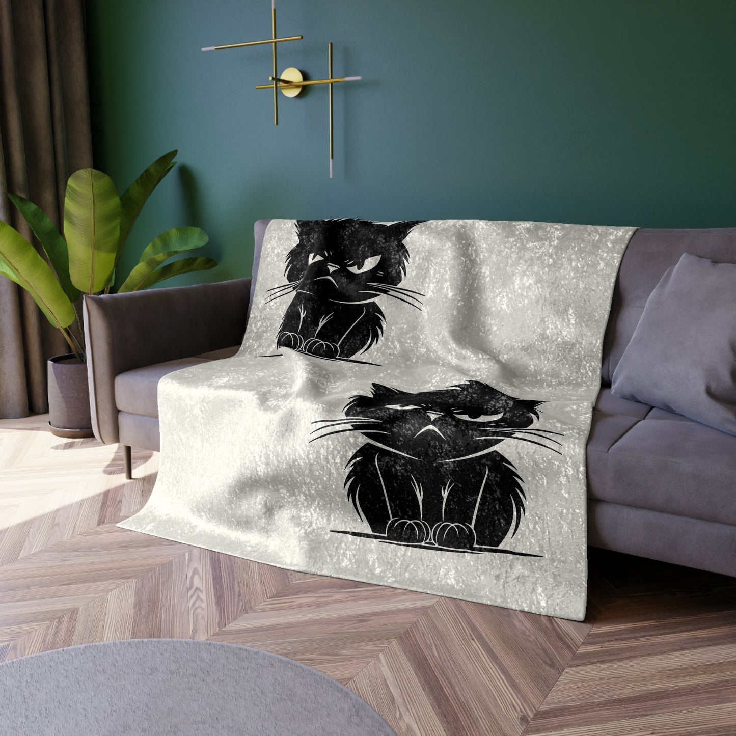 Angry Cat Crushed Velvet Blanket