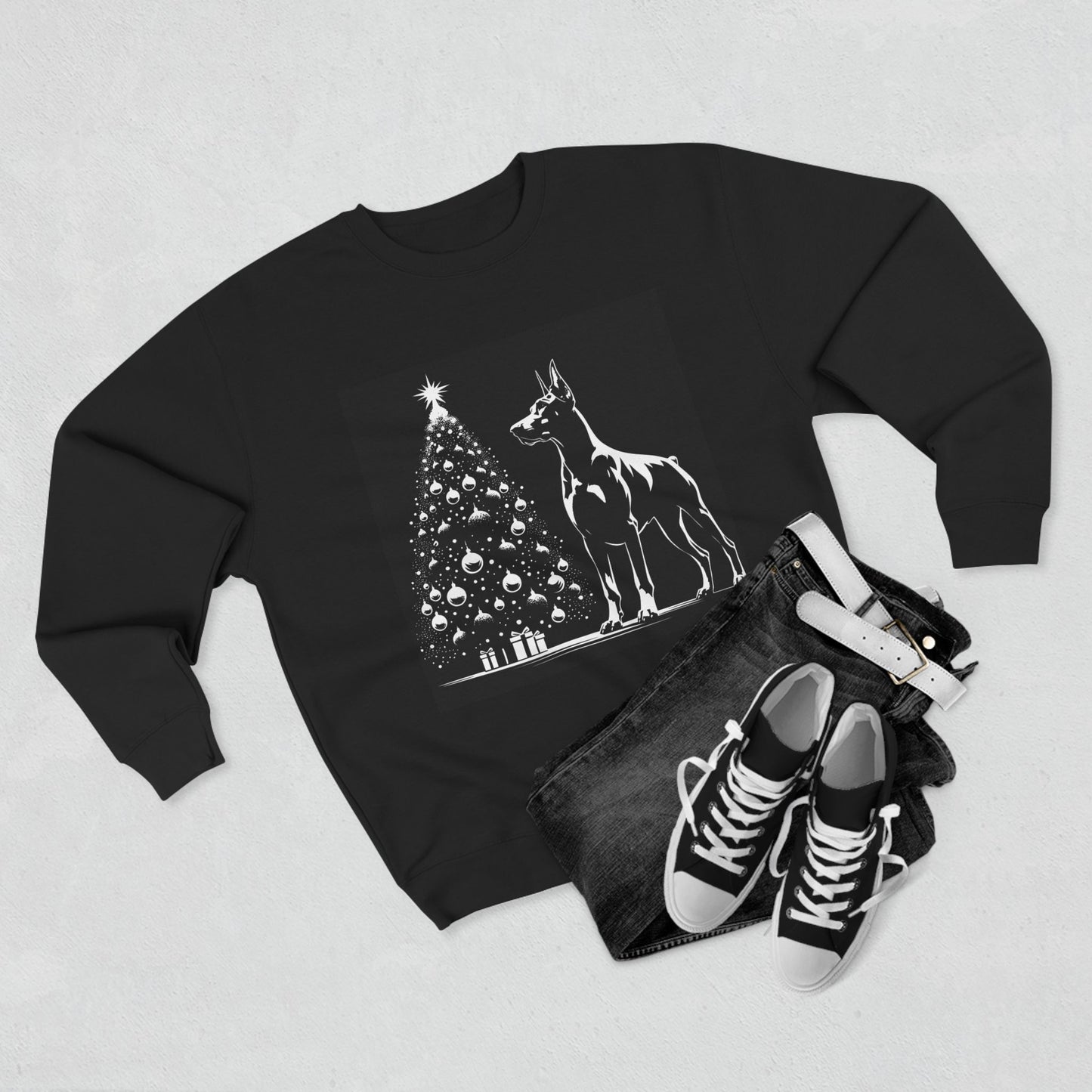 Doberman Christmas Tree Unisex Crewneck Sweatshirt