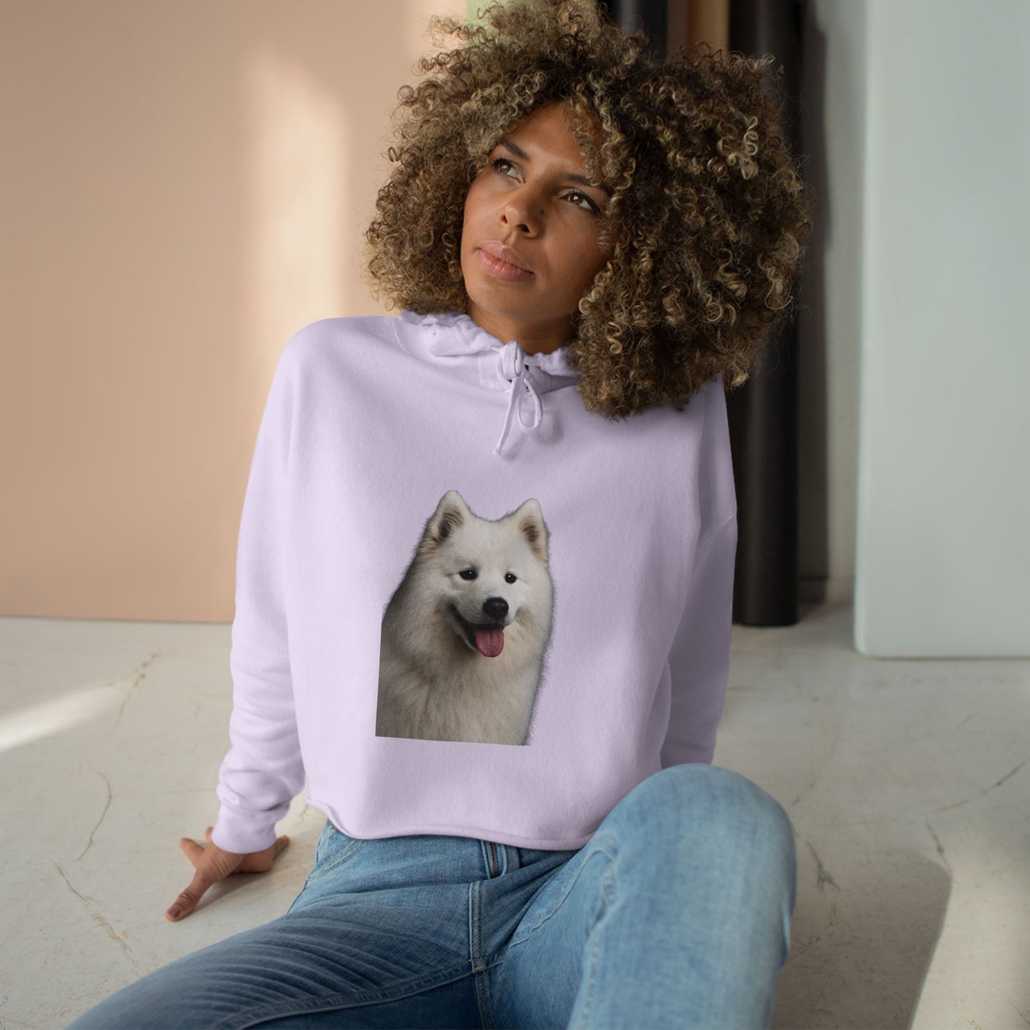 Samoyed Head Women's Crop Hoodie