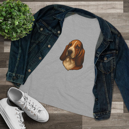 Basset Hound Head Women's Short Sleeve Crewneck Tee