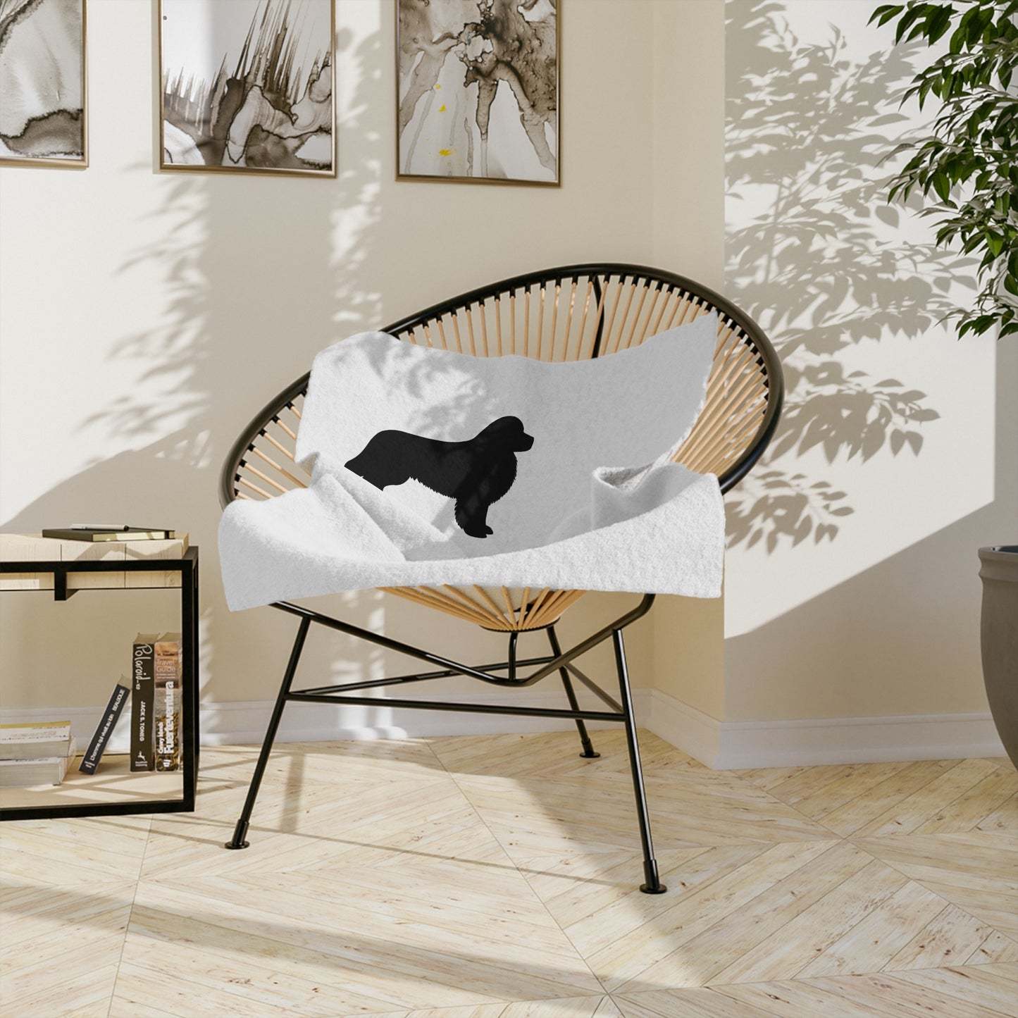 Newfie Silhouette Velveteen Microfiber Blanket