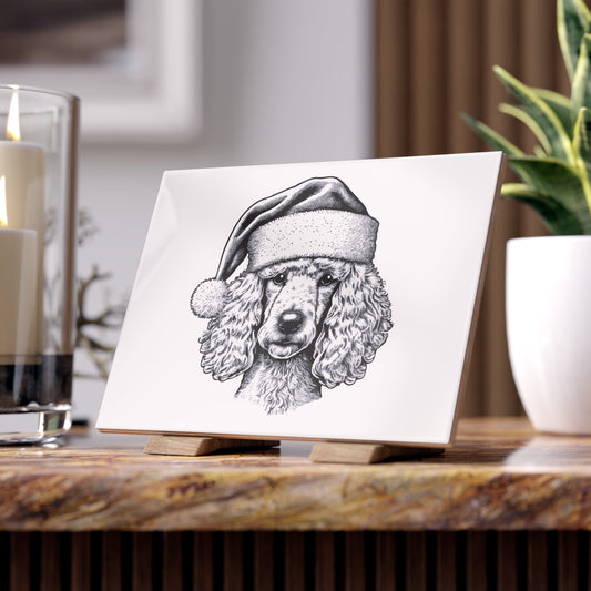 Santa Paws Poodle Ceramic Photo Tile