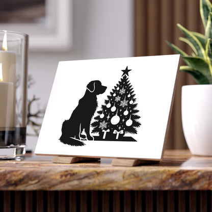 Golden Christmas Tree Ceramic Photo Tile