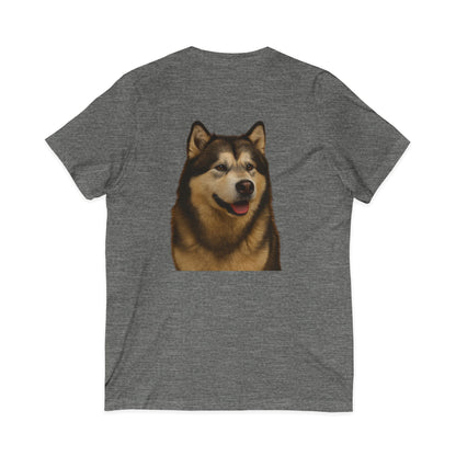 Malamute Head Unisex Short Sleeve V-Neck Tee