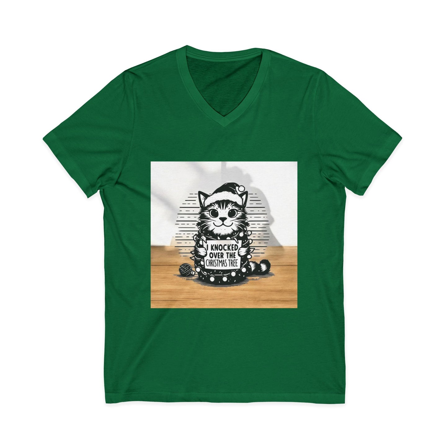 Naughty Cat Unisex Short Sleeve V-Neck Tee