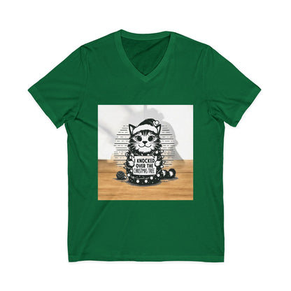 Naughty Cat Unisex Short Sleeve V-Neck Tee