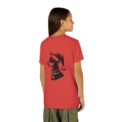 Santa Paws Doberman Youth Unisex Short Sleeve Crewneck Tee