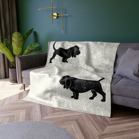 Basset Silhouette Crushed Velvet Blanket