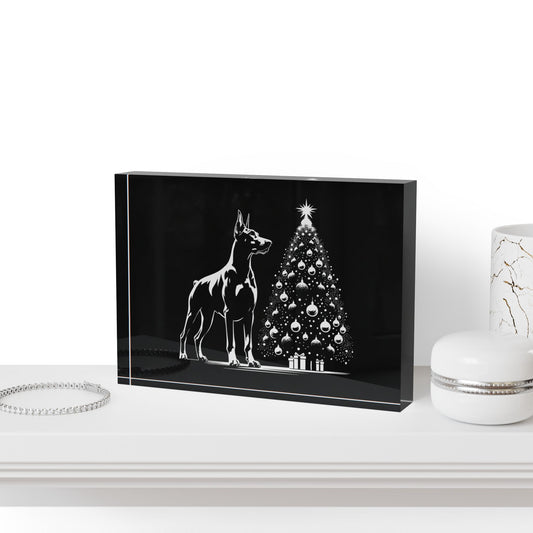 Doberman Christmas Tree Acrylic Photo Block
