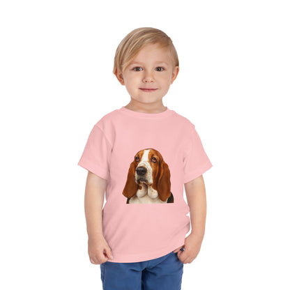 Basset Head Toddler Unisex Short Sleeve Crewneck Tee