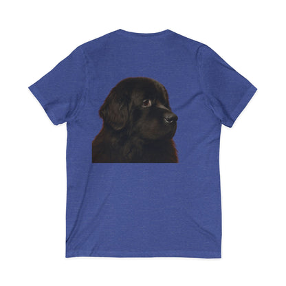 Newfie Head Unisex Short Sleeve V-Neck Tee