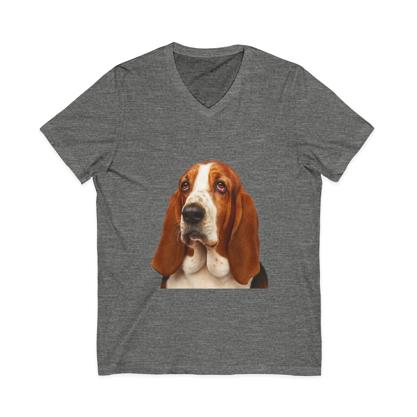 Basset  Head Unisex Short Sleeve V-Neck Tee