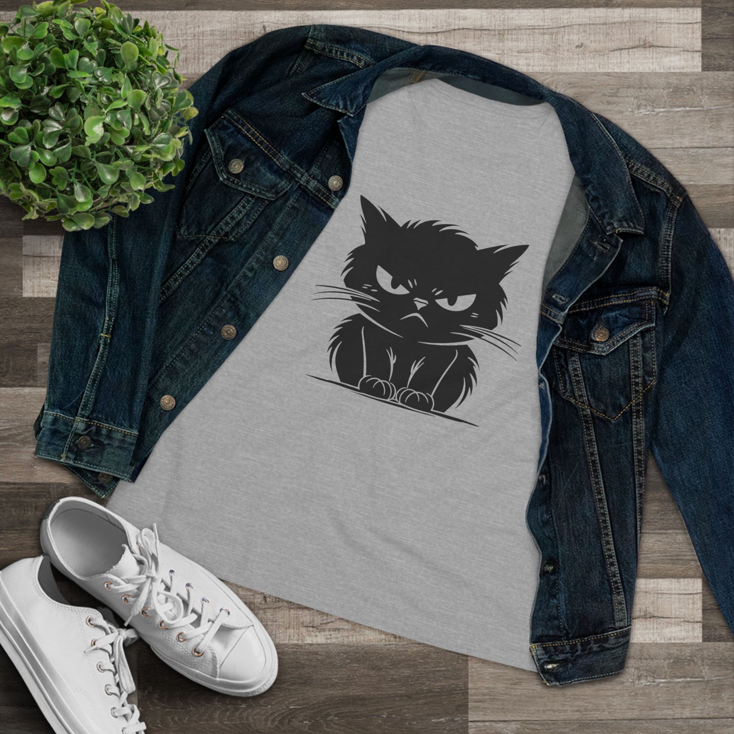 Angry Cat Women's Short Sleeve Crewneck Tee