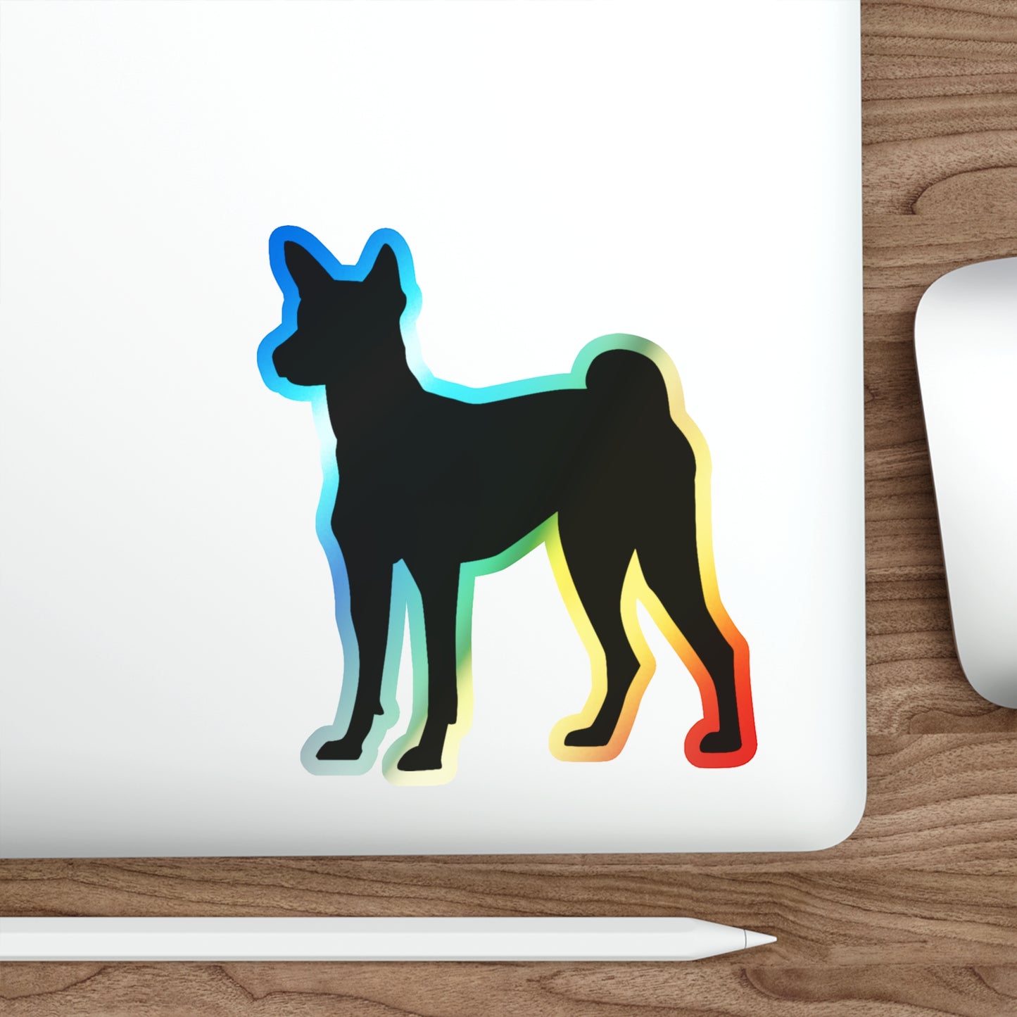 Basenji Silhouette Holographic Sticker