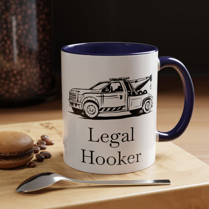 Legal H**ker Wheel Lift Tow Truck 2-Tone Coffee Mug