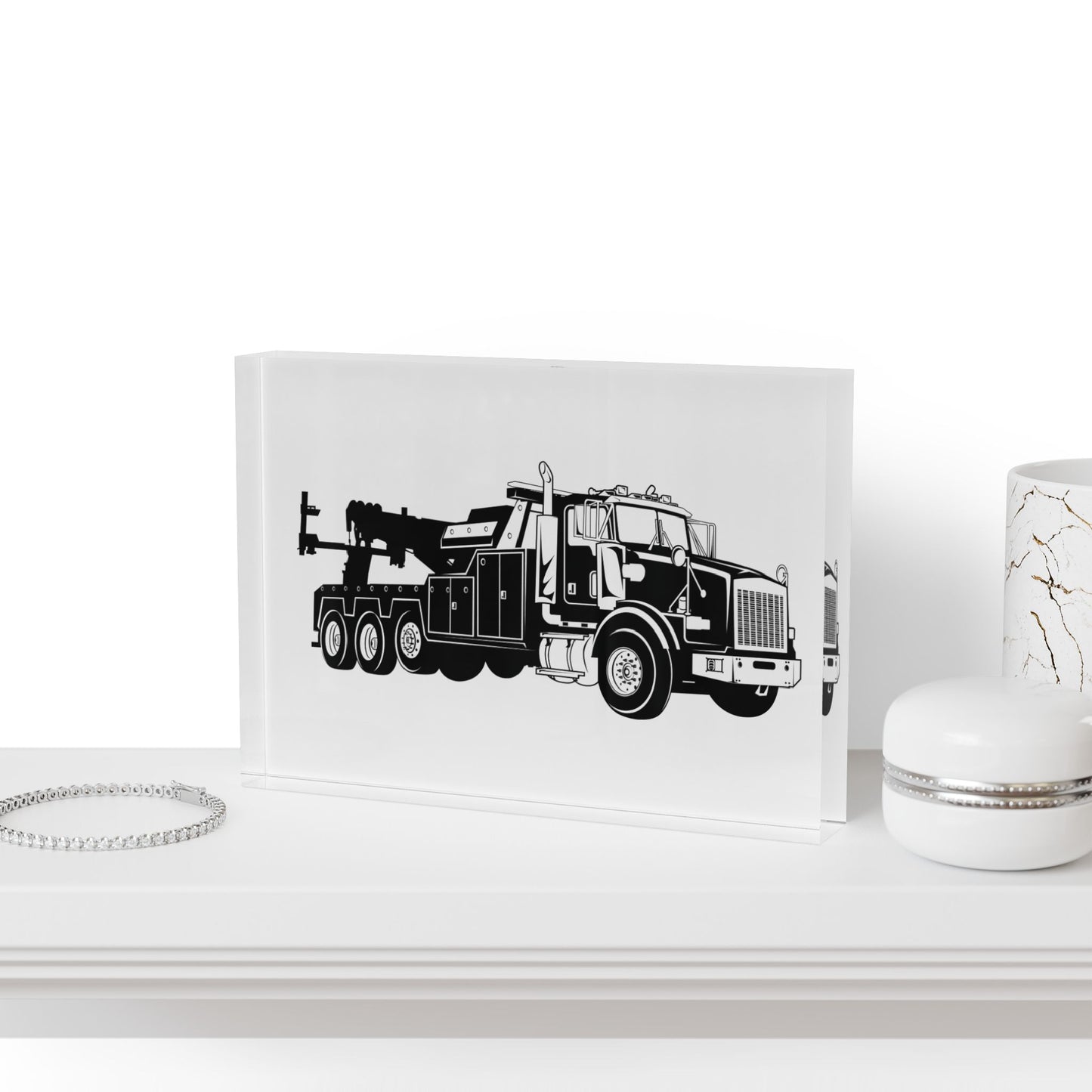 Heavy Tow Truck Acrylic Photo Block