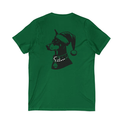 Santa Paws Doberman Unisex Short Sleeve V-Neck Tee