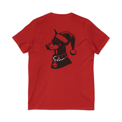 Santa Paws Doberman Unisex Short Sleeve V-Neck Tee