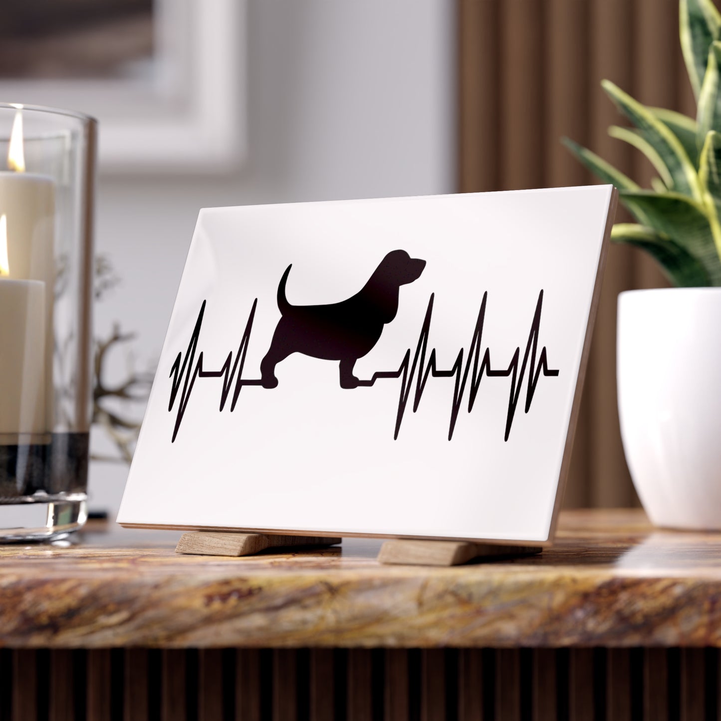 My Heart Beats For Basset Hounds Ceramic Photo Tile
