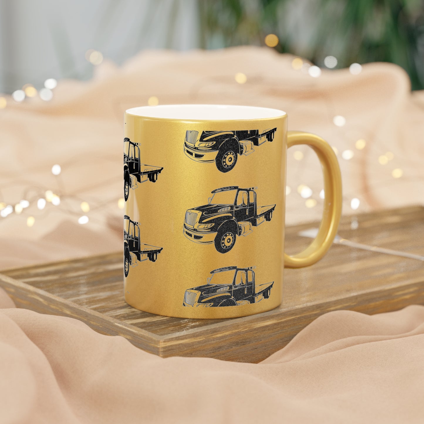 Flatbed Tow Truck Metallic Coffee Mug