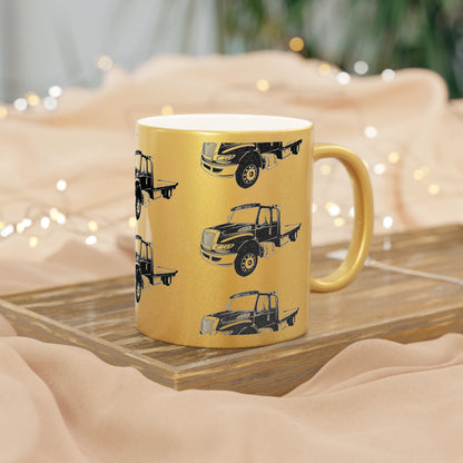 Flatbed Tow Truck Metallic Coffee Mug