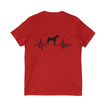 My Heart Beats For Basenjis Unisex Short Sleeve V-Neck Tee