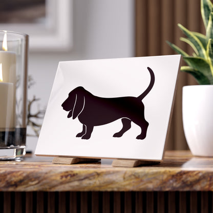 Basset Hound Silhouette Ceramic Photo Tile