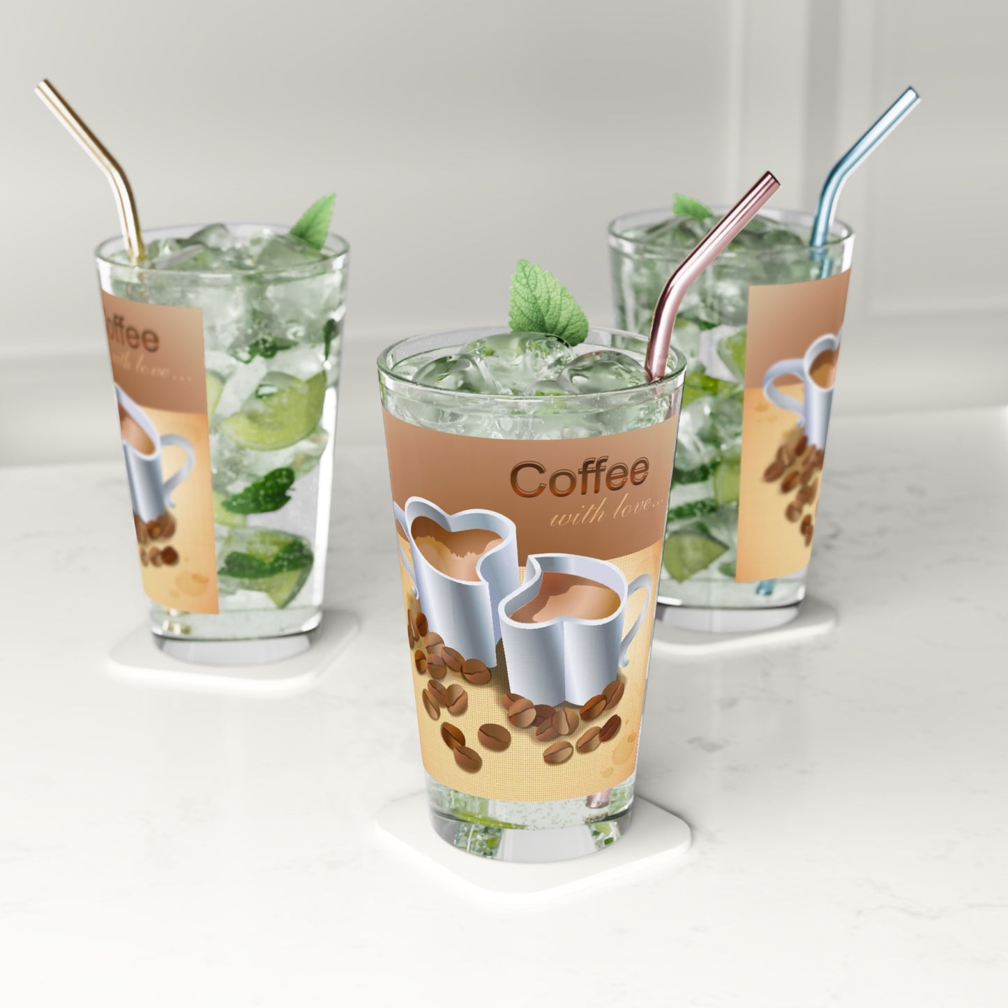 Coffee With Love Drinking Glass