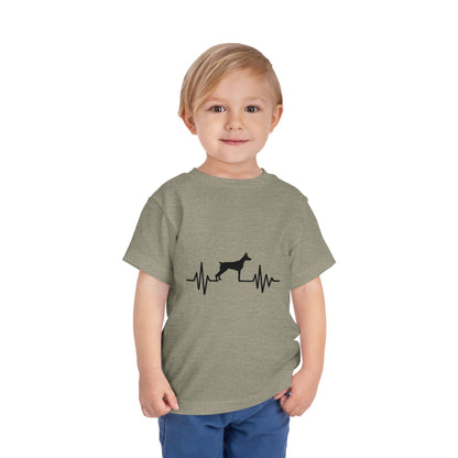 My Heart Beats For Dobermans Toddler Unisex Short Sleeve Crewneck Tee