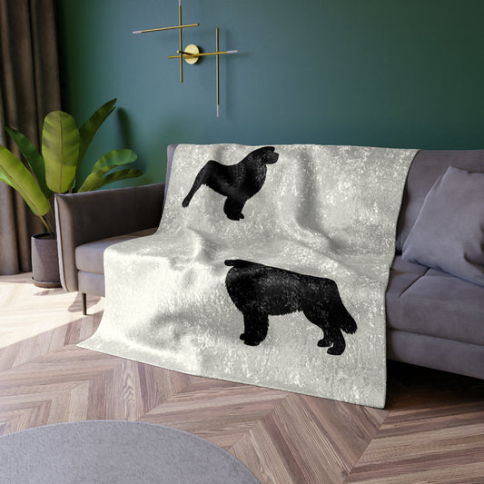 Newfie Silhouette Crushed Velvet Blanket