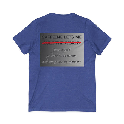 Caffeine Lets Me Unisex Short Sleeve V-Neck Tee