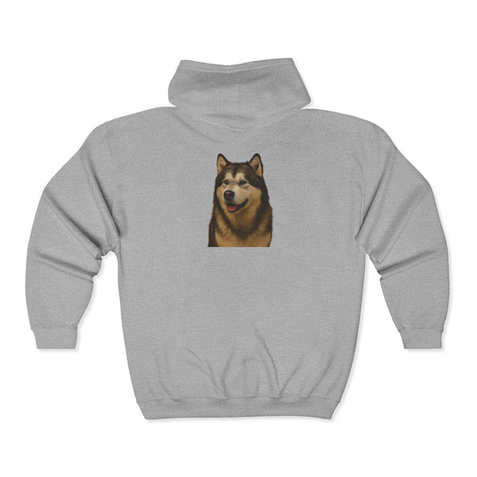 Malamute Head Unisex Full Zip Hoodie