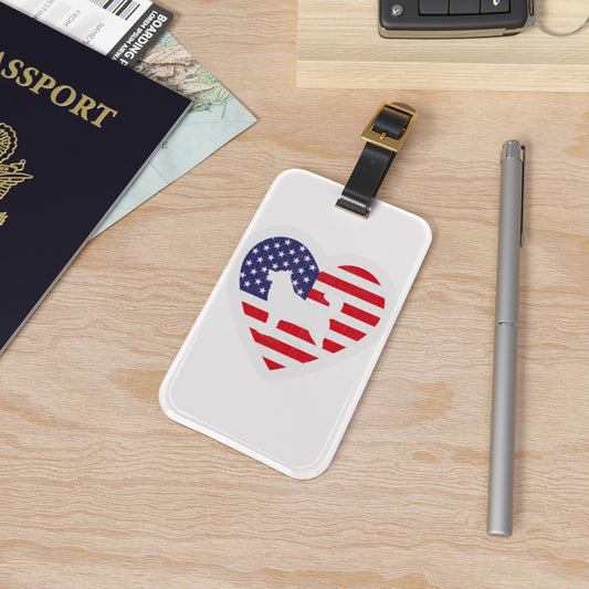 Malamute Flag Leather Strap Luggage Tag