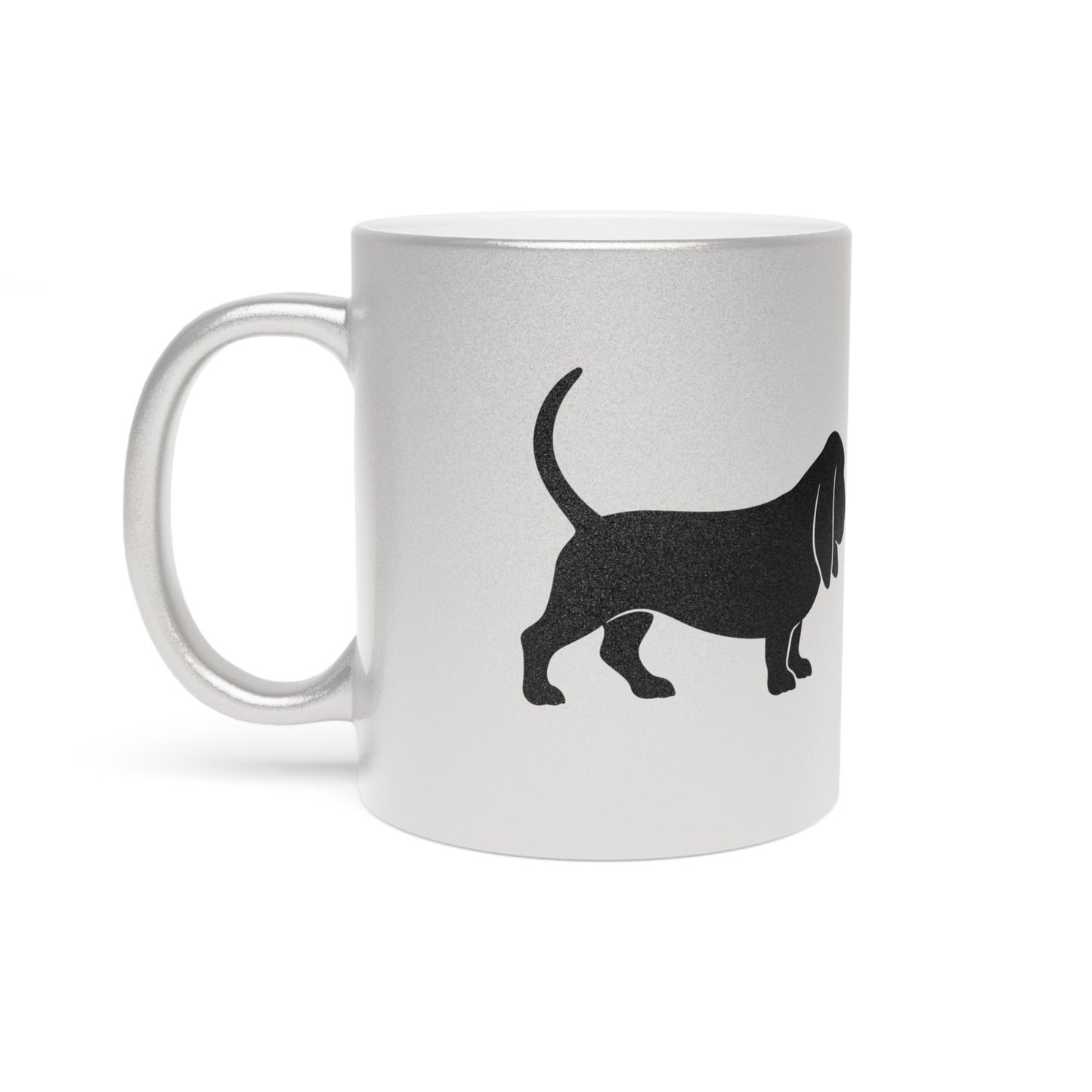 Basset Silhouette Metallic Coffee Mug