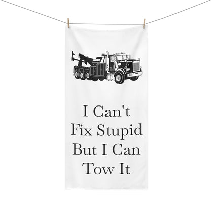 I Can't Fix Stupid Heavy Tow Truck Mink-Cotton  Beach Towel