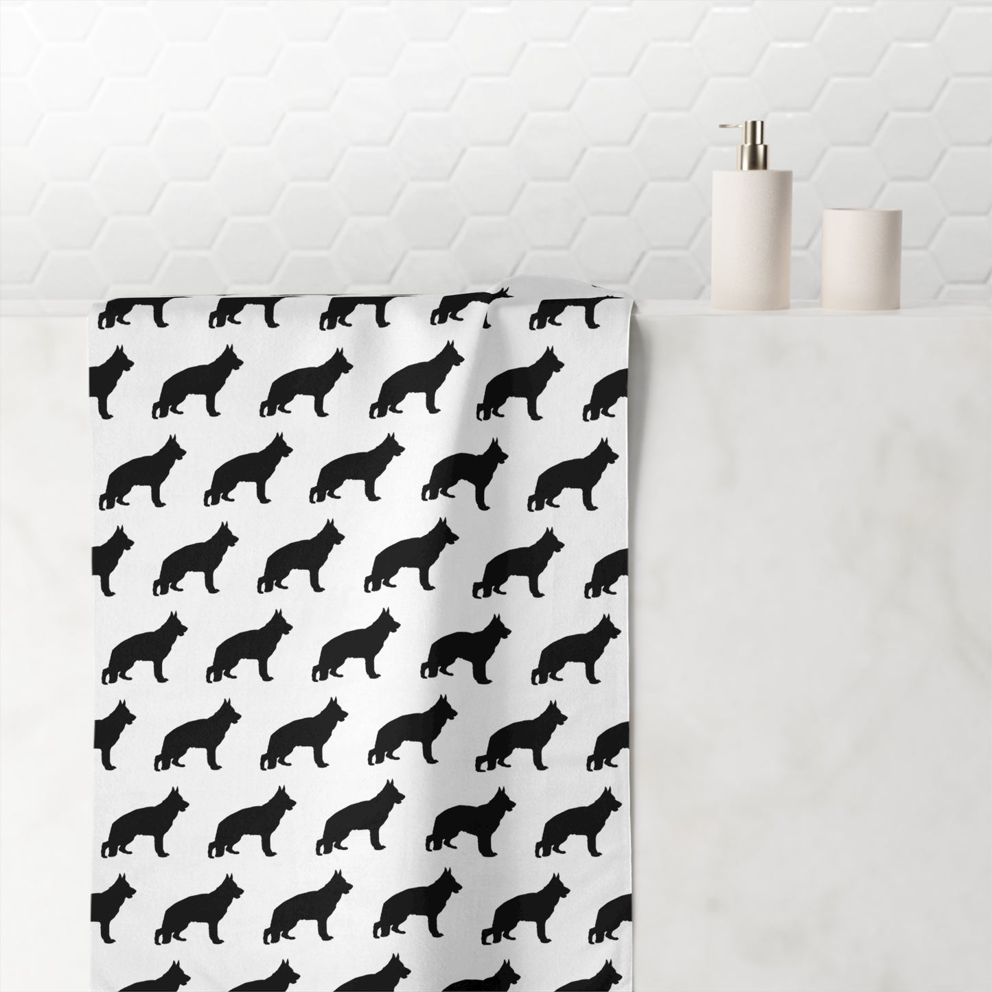 German Shepherd Silhouette Mink-Cotton  Beach Towel