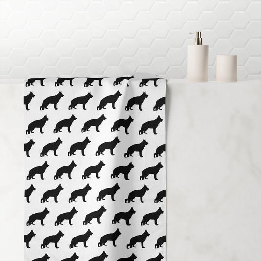 German Shepherd Silhouette Mink-Cotton  Beach Towel