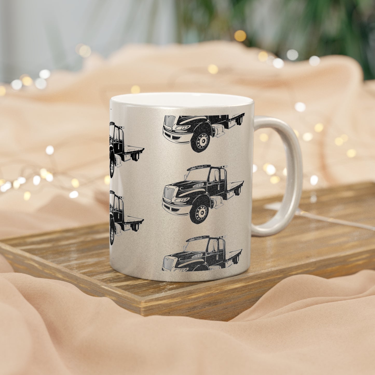 Flatbed Tow Truck Metallic Coffee Mug