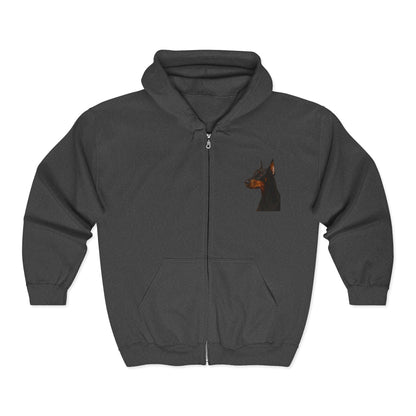 Doberman Head Unisex Full Zip Hoodie