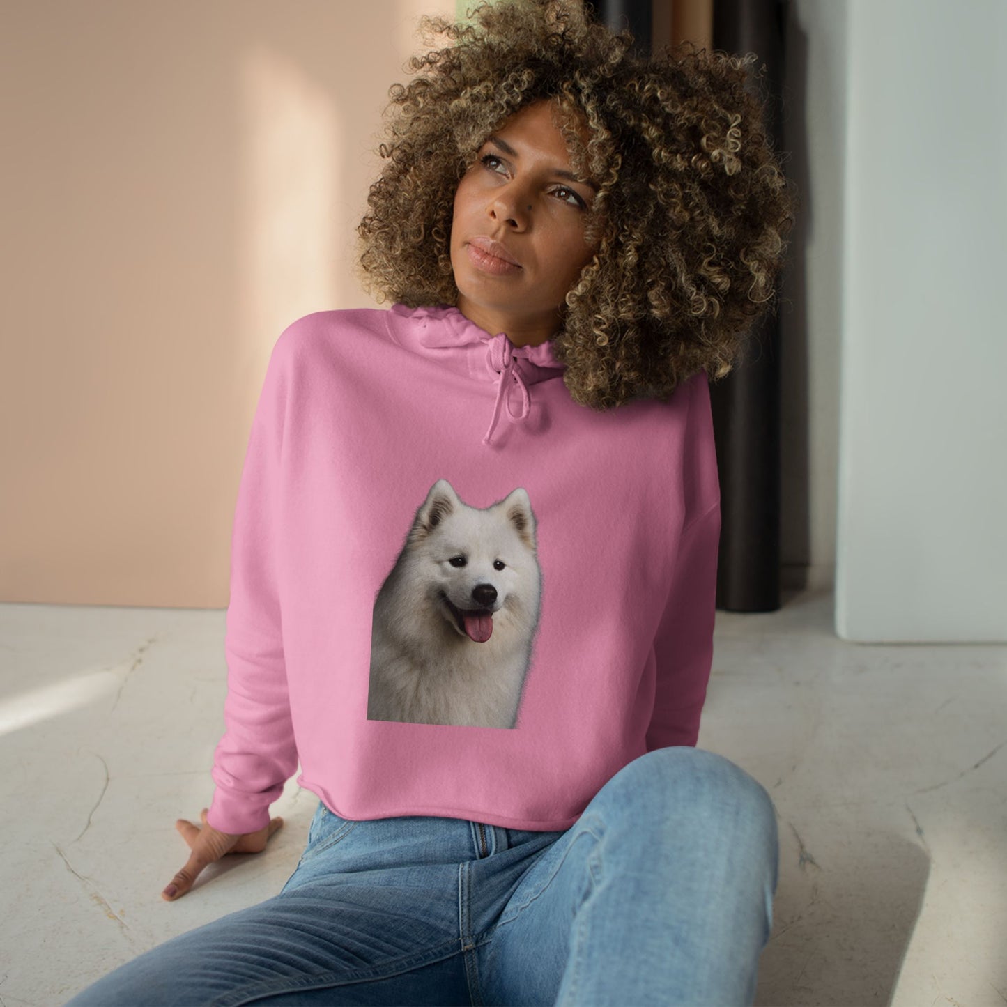 Samoyed Head Women's Crop Hoodie